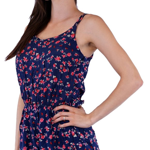 Sumer Floral Romper Shorts Strappy Back Spaghetti Straps Elastic Waist - Picture 2 of 8